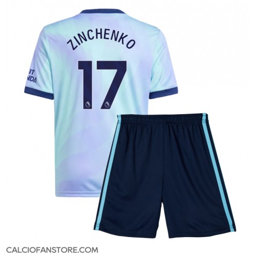 Maglia Calcio Arsenal Oleksandr Zinchenko #17 Terza Divisa Bambino 2024-25 Manica Corta (+ pantaloncini)